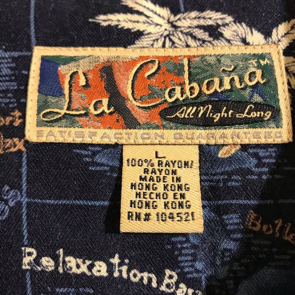 La Cabaña Tropical  Map Button Down Shirt - Picture 6 of 8